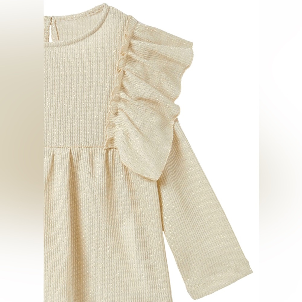 NWT Zara toddler kids / girls sparkly gold ruffle blouse peplum style - Picture 2 of 5
